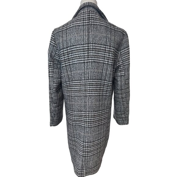 ZARA Medium Black & White Houndstooth Plaid Coat - Picture 6 of 13